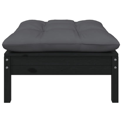 Gartenhocker mit Anthrazit Kissen Schwarz Massivholz Kiefer