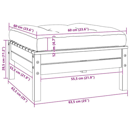 3-tlg. Garten-Lounge-Set mit Grauen Kissen Kiefer Massivholz