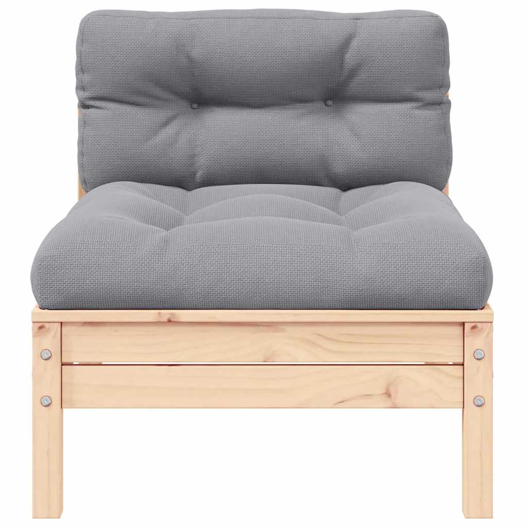 3-tlg. Garten-Lounge-Set mit Grauen Kissen Kiefer Massivholz