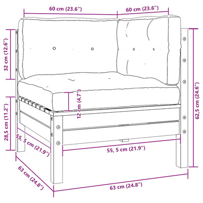 3-tlg. Garten-Lounge-Set mit Grauen Kissen Kiefer Massivholz