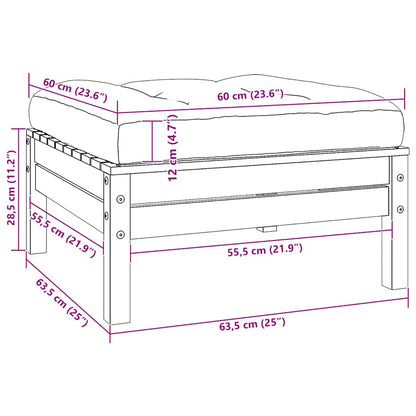 3-tlg. Garten-Lounge-Set mit Kissen Schwarz Kiefer Massivholz