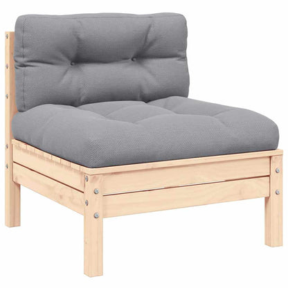 3-tlg. Garten-Lounge-Set mit Grauen Kissen Kiefer Massivholz