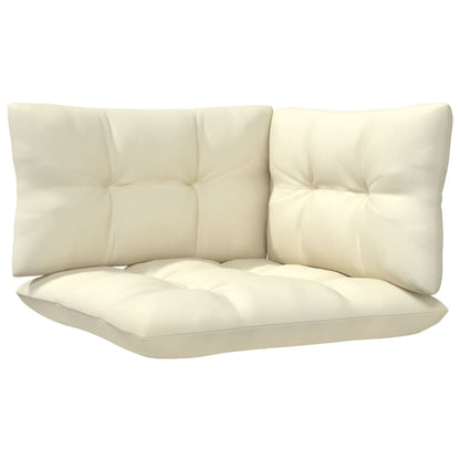 3-tlg. Garten-Lounge-Set mit Creme Kissen Massivholz Kiefer