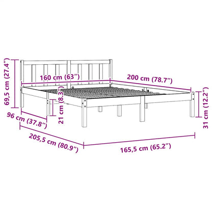 Massivholzbett Weiß Kiefer 160x200 cm
