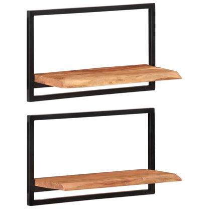 Wandregale 2 Stk. 60x25x35 cm Massivholz Akazie und Stahl