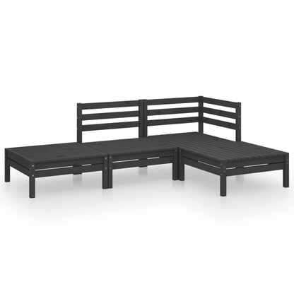 4-tlg. Garten-Lounge-Set Massivholz Kiefer Schwarz