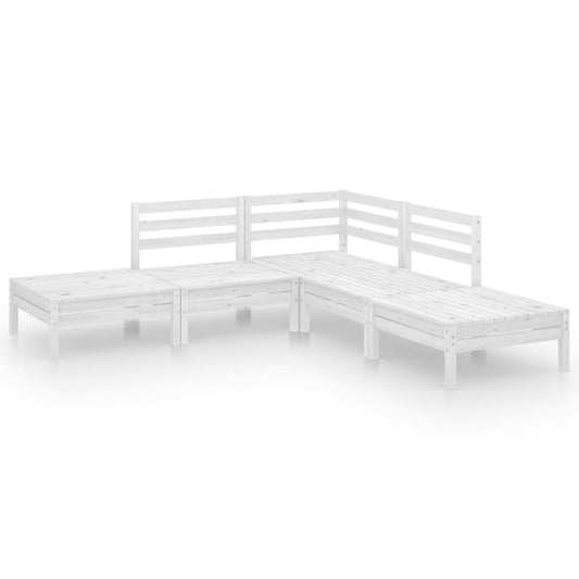 5-tlg. Garten-Lounge-Set Massivholz Kiefer Weiß