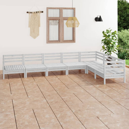 7-tlg. Garten-Lounge-Set Massivholz Kiefer Weiß
