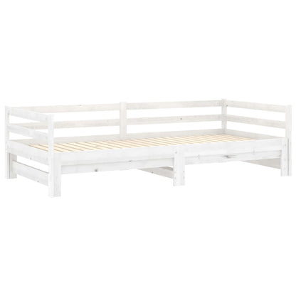 Ausziehbares Tagesbett 2x(90x200) cm Weiß Massivholz Kiefer