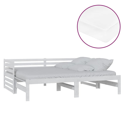 Ausziehbares Tagesbett 2x(90x200) cm Weiß Massivholz Kiefer