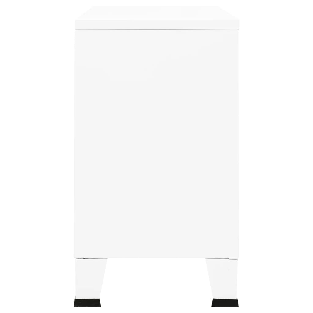 Industriel skænk Hvid 105x35x62 cm Metal og glas