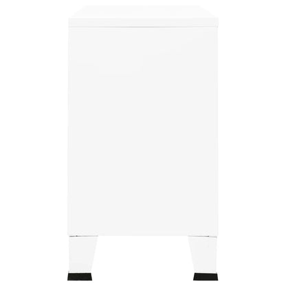 Industriel skænk Hvid 105x35x62 cm Metal og glas