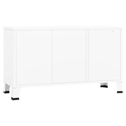 Industriel skænk Hvid 105x35x62 cm Metal og glas