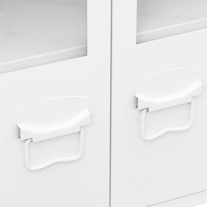 Industriel skænk Hvid 105x35x62 cm Metal og glas