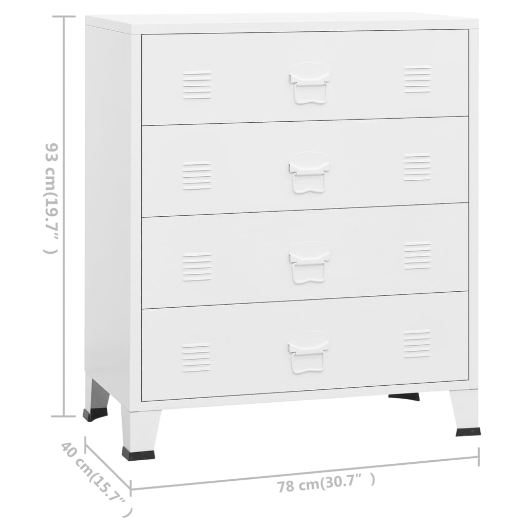 Industrial Kommode mit Schubladen Weiß 78x40x93 cm Metall