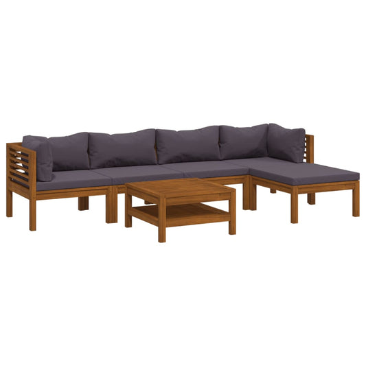 7-tlg. Garten-Lounge-Set mit Auflage Massivholz Akazie