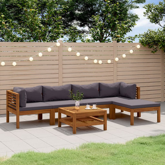7-tlg. Garten-Lounge-Set mit Auflage Massivholz Akazie