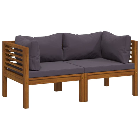 2-Sitzer-Gartensofa mit Kissen Massivholz Akazie