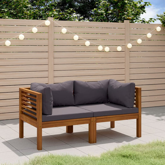 2-Sitzer-Gartensofa mit Kissen Massivholz Akazie