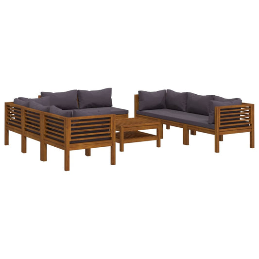 9-tlg. Garten-Lounge-Set mit Kissen Massivholz Akazie