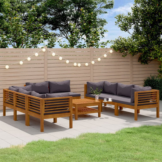 9-tlg. Garten-Lounge-Set mit Kissen Massivholz Akazie