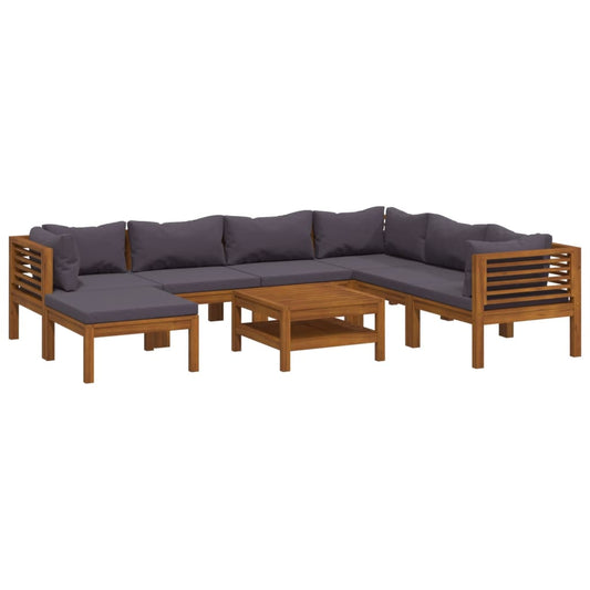 8-tlg. Garten-Lounge-Set mit Auflage Massivholz Akazie