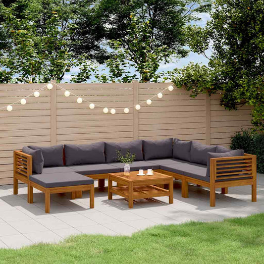 8-tlg. Garten-Lounge-Set mit Auflage Massivholz Akazie