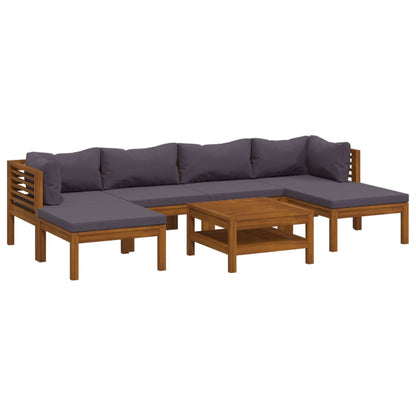 7-tlg. Garten-Lounge-Set mit Auflage Massivholz Akazie
