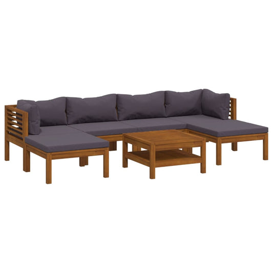 7-tlg. Garten-Lounge-Set mit Auflage Massivholz Akazie