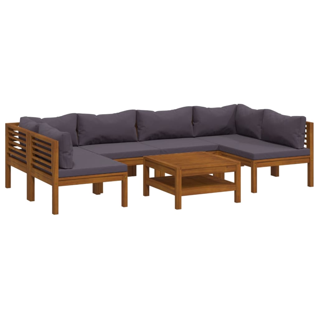 7-tlg. Garten-Lounge-Set mit Auflage Massivholz Akazie