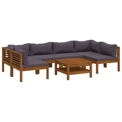 7-tlg. Garten-Lounge-Set mit Auflage Massivholz Akazie