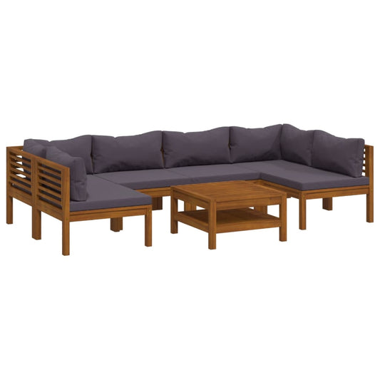 7-tlg. Garten-Lounge-Set mit Auflage Massivholz Akazie