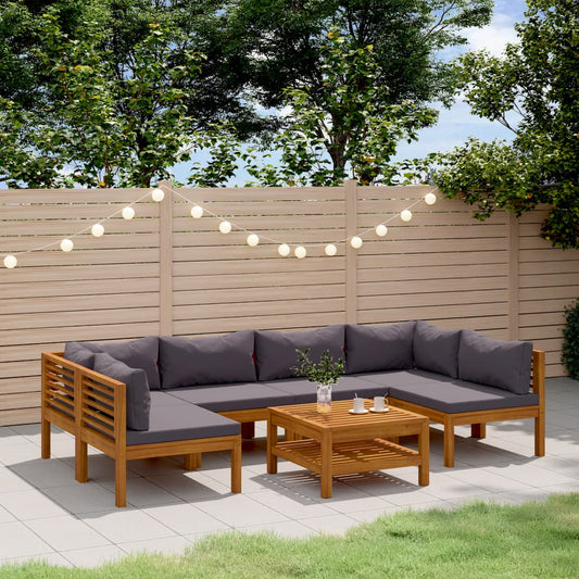 7-tlg. Garten-Lounge-Set mit Auflage Massivholz Akazie