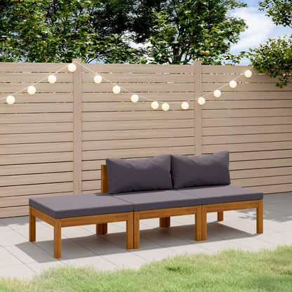 3-tlg. Garten-Lounge-Set mit Auflage Massivholz Akazie