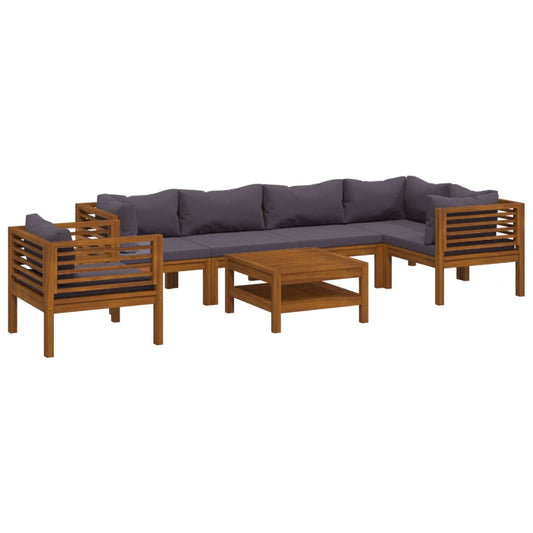 7-tlg. Garten-Lounge-Set mit Auflage Massivholz Akazie