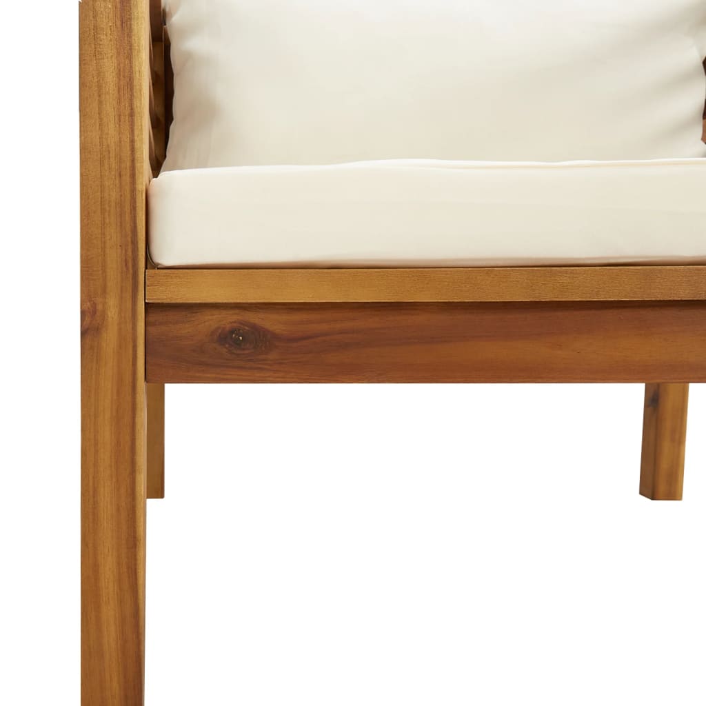 5-tlg. Garten-Lounge-Set mit Creme Kissen Massivholz Akazie