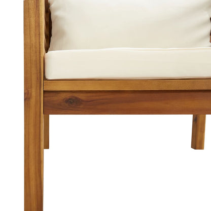 5-tlg. Garten-Lounge-Set mit Creme Kissen Massivholz Akazie
