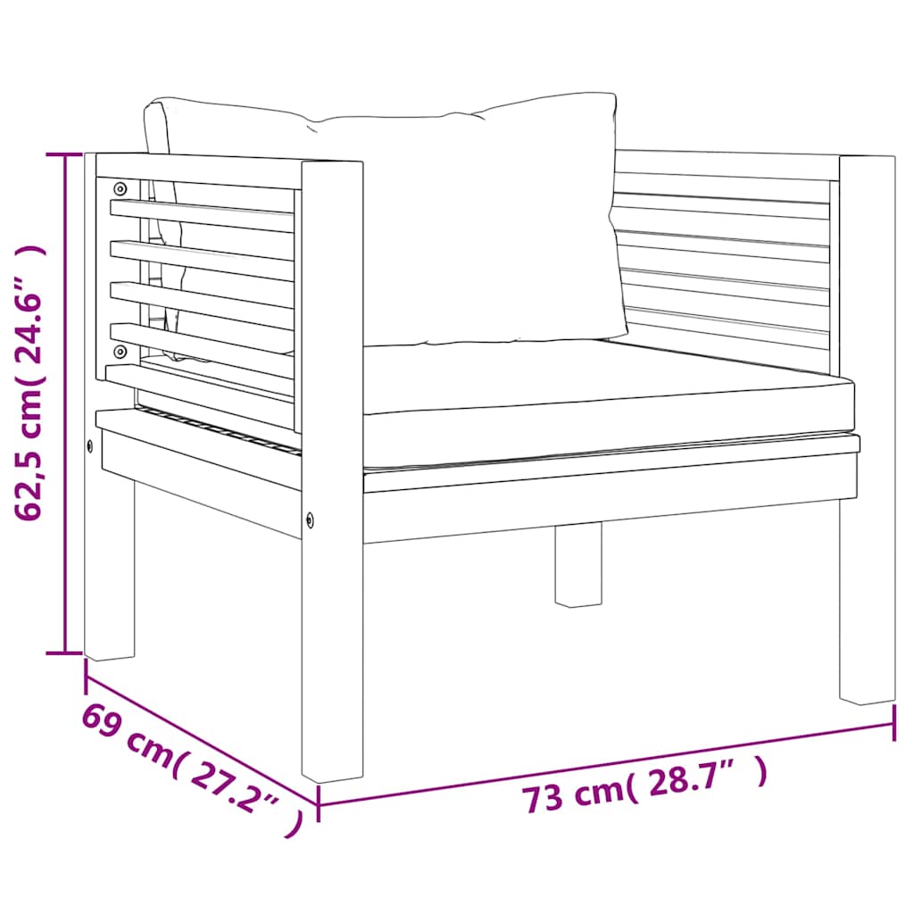 5-tlg. Garten-Lounge-Set mit Creme Kissen Massivholz Akazie