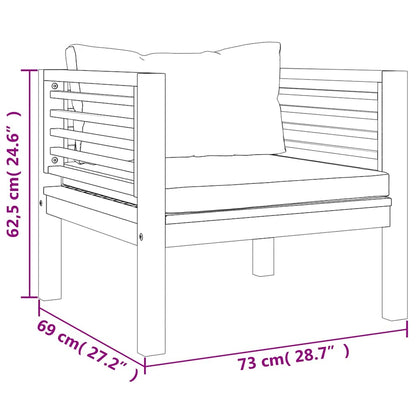 5-tlg. Garten-Lounge-Set mit Creme Kissen Massivholz Akazie