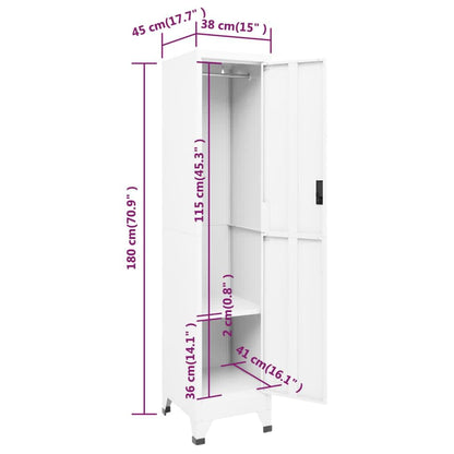 Schließfachschrank Weiß 38x45x180 cm Stahl