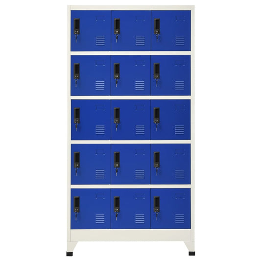 Schließfachschrank Grau und Blau 90x40x180 cm Stahl