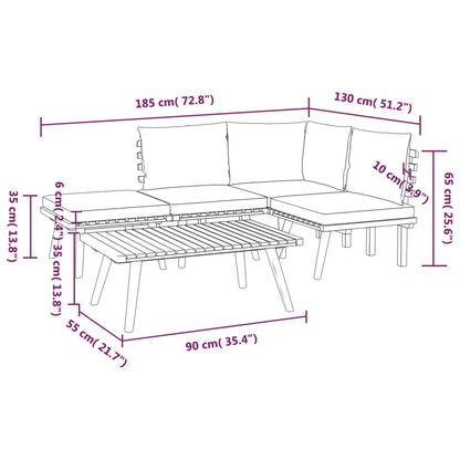 5-tlg. Garten-Lounge-Set mit Kissen Massivholz Akazie