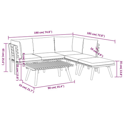 6-tlg. Garten-Lounge-Set mit Kissen Massivholz Akazie