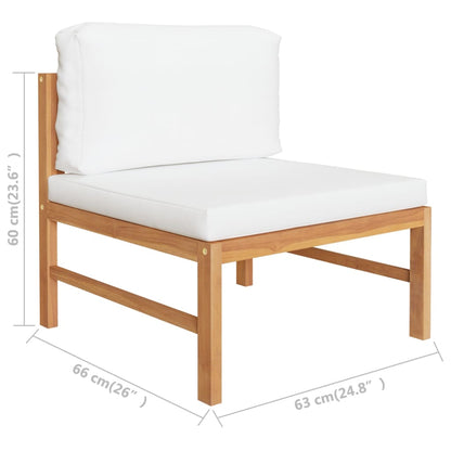 4-tlg. Garten-Lounge-Set mit Creme Kissen Massivholz Teak