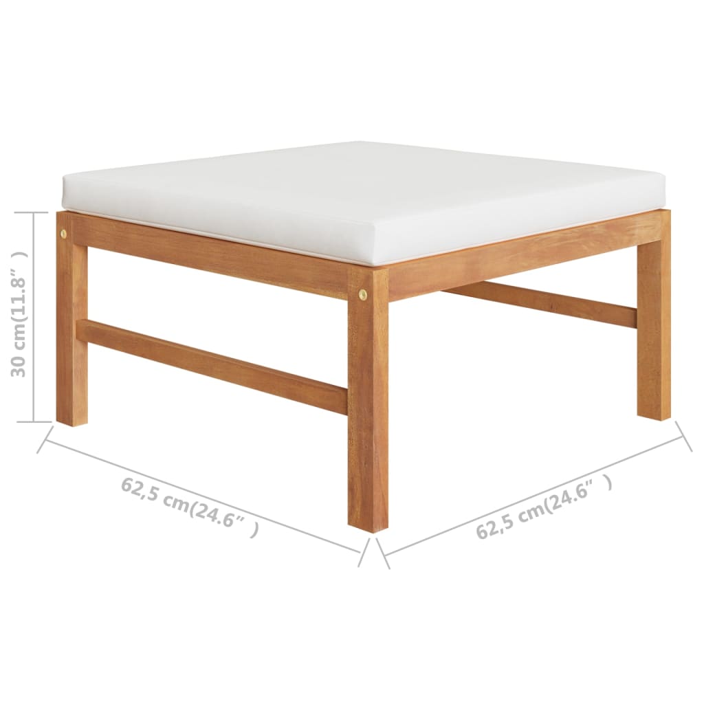 4-tlg. Garten-Lounge-Set mit Creme Kissen Massivholz Teak