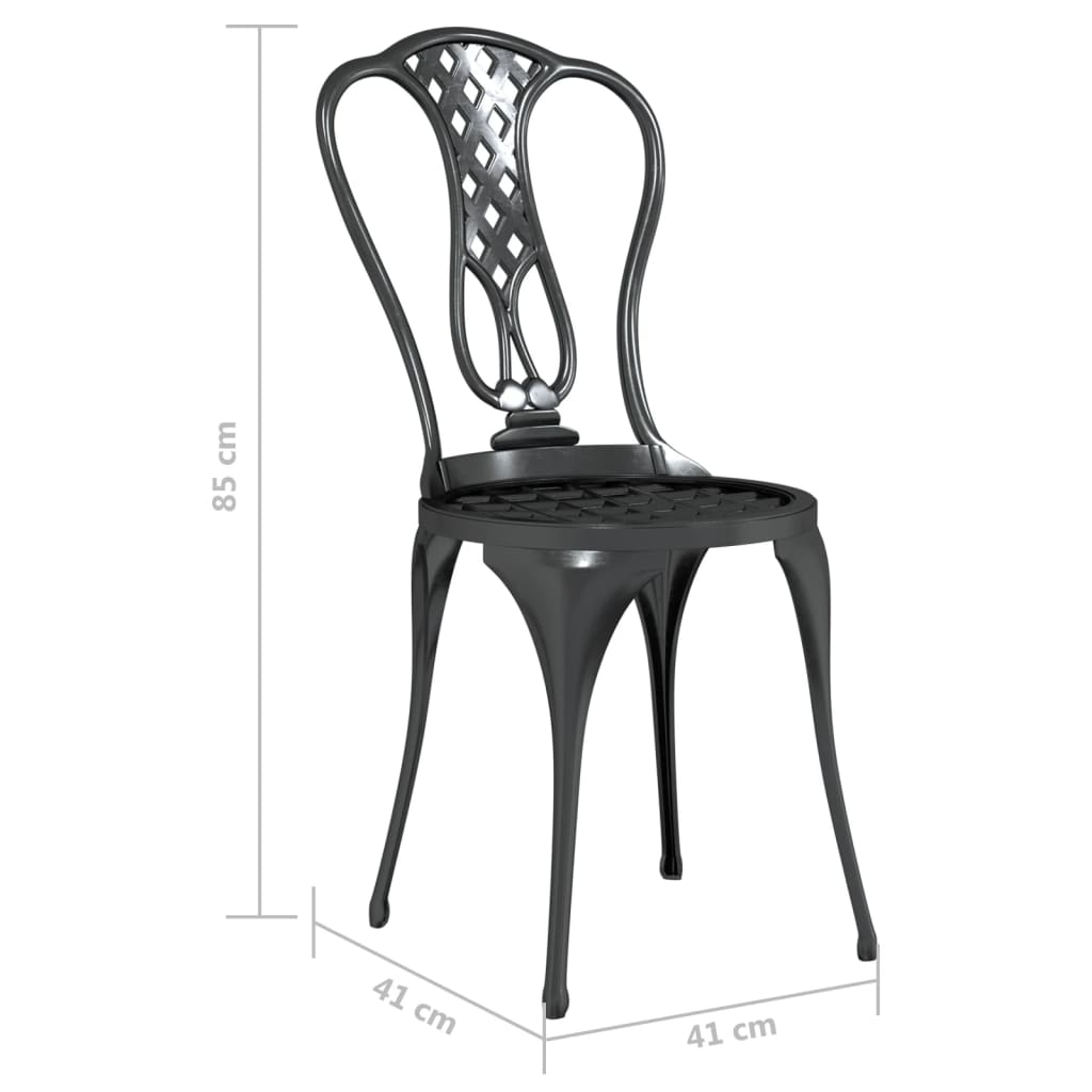 3-tlg. Bistro-Set Aluminiumguss Schwarz