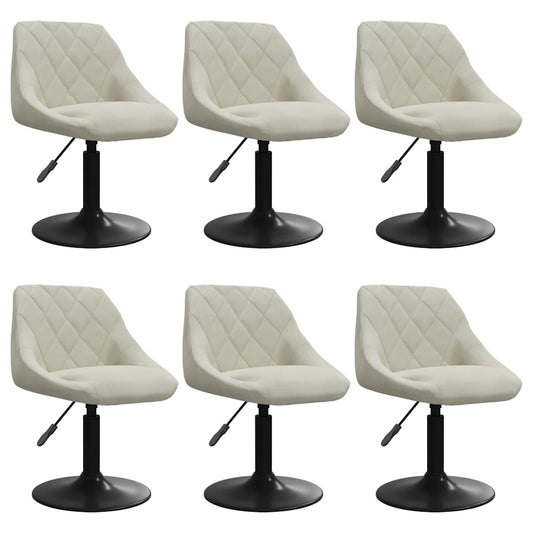 Esszimmerstühle 6 Stk. Drehbar Creme Samt