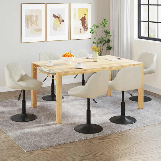 Esszimmerstühle 6 Stk. Drehbar Creme Samt