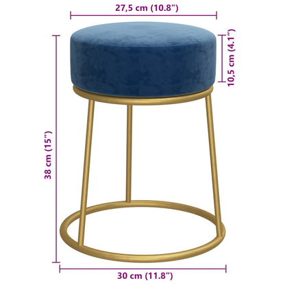 Runder Hocker Blau Samt
