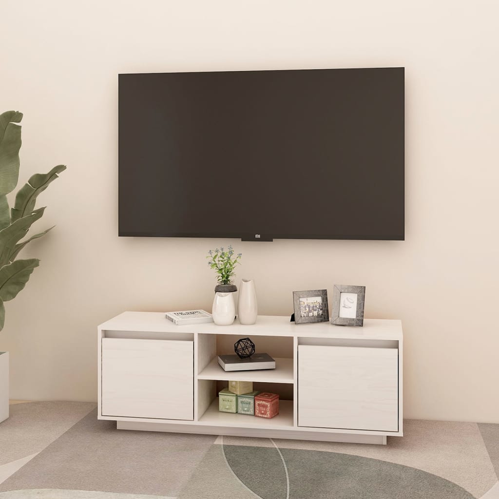 TV-skab Hvid 110x30x40 cm Massiv Fyr